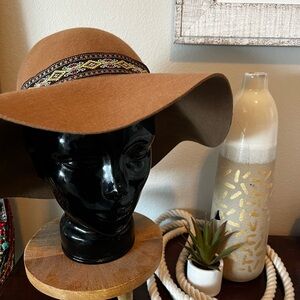 Tan wide brim boho festival hat